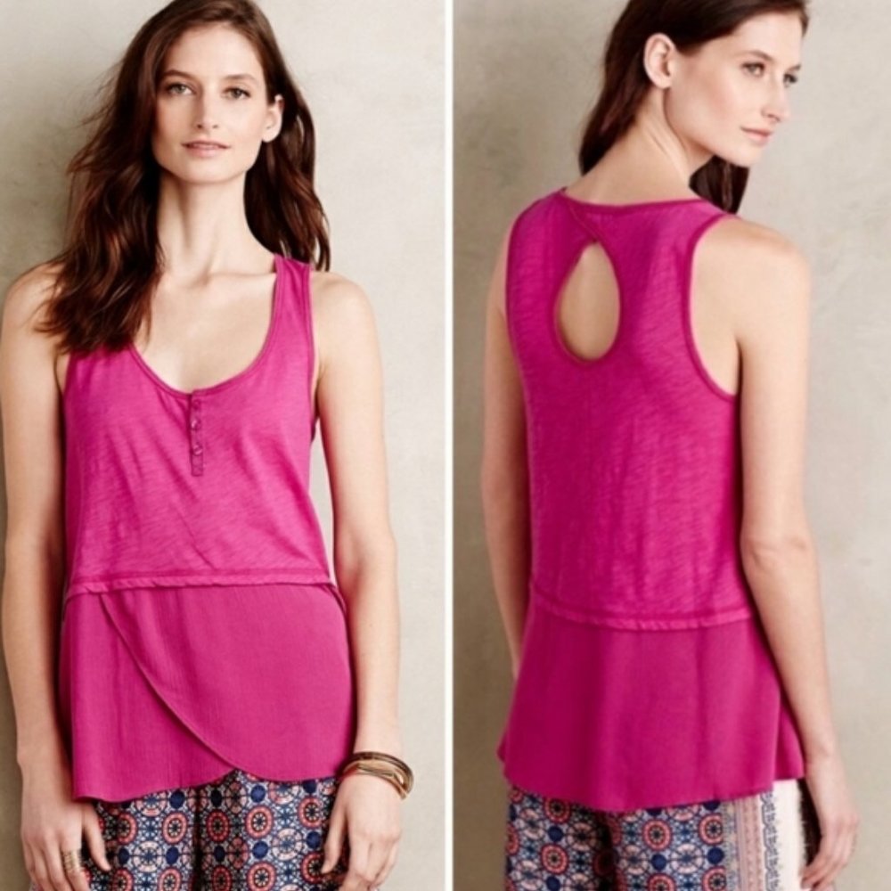 Little Yellow Button Women's Size Small Anthropologie Tank Top Sleeveless Flowy